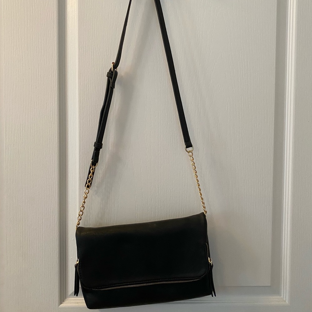 MOVING SALE- Black leather Lulu’s crossbody